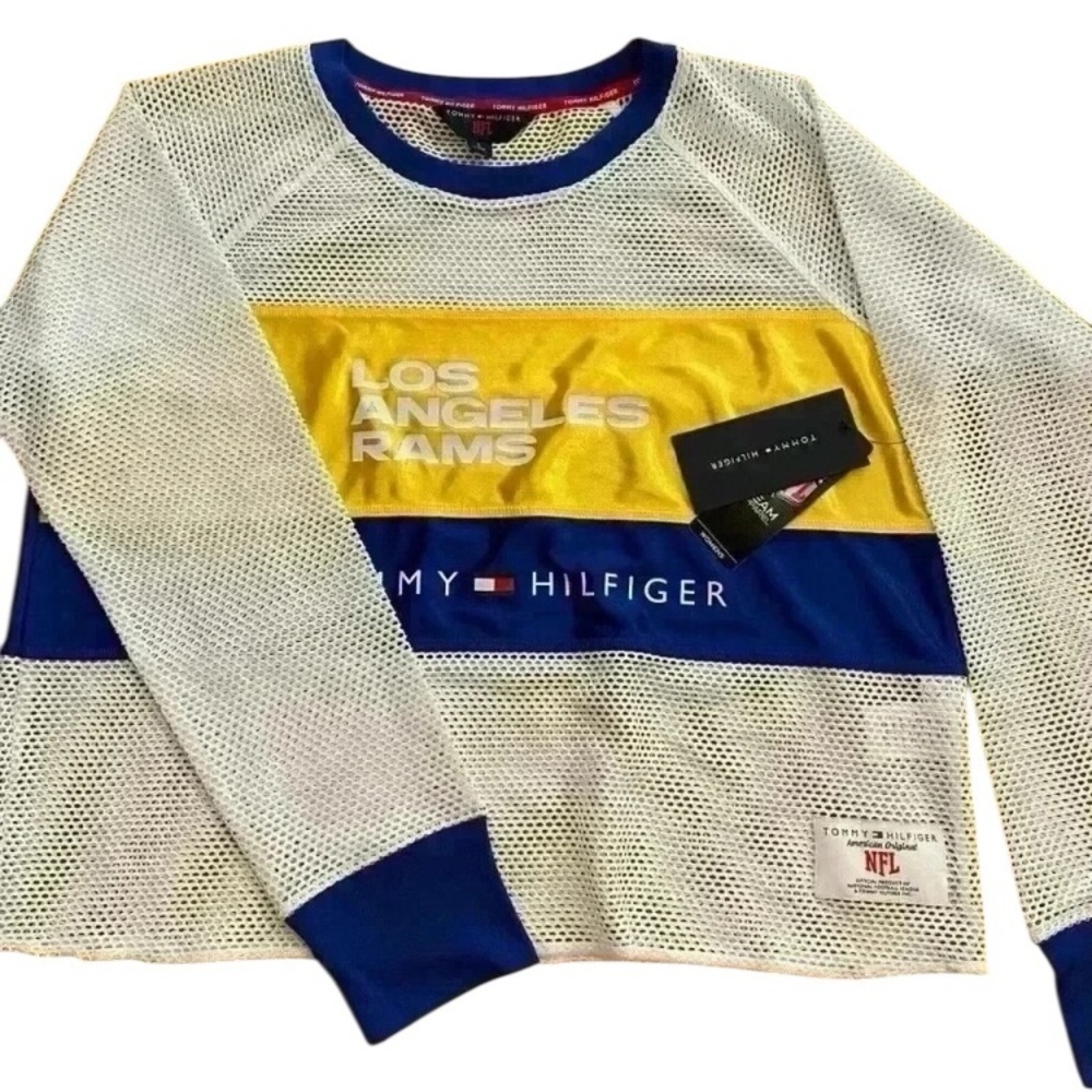 Womens NFL Rams Spirit Wear New Blue Yellow White Net Top large